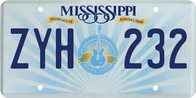 MS license plate ZYH232