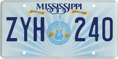 MS license plate ZYH240