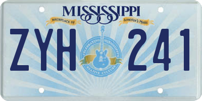 MS license plate ZYH241