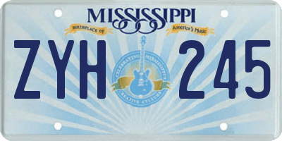 MS license plate ZYH245