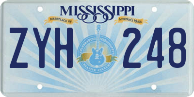 MS license plate ZYH248
