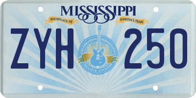 MS license plate ZYH250