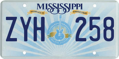 MS license plate ZYH258