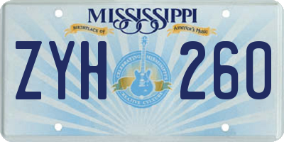 MS license plate ZYH260