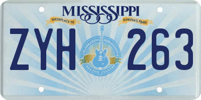 MS license plate ZYH263