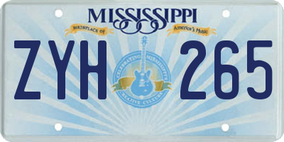 MS license plate ZYH265
