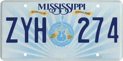 MS license plate ZYH274