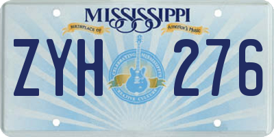 MS license plate ZYH276