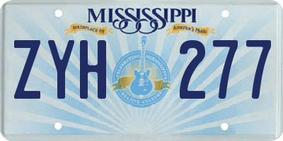 MS license plate ZYH277