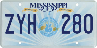 MS license plate ZYH280