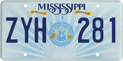 MS license plate ZYH281