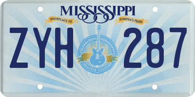 MS license plate ZYH287