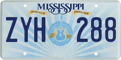 MS license plate ZYH288