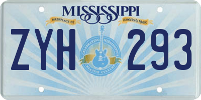 MS license plate ZYH293