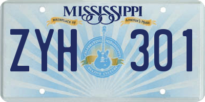 MS license plate ZYH301
