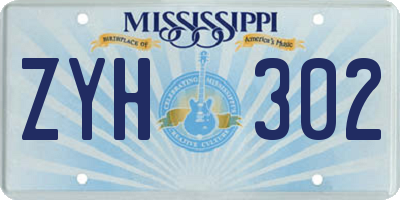 MS license plate ZYH302