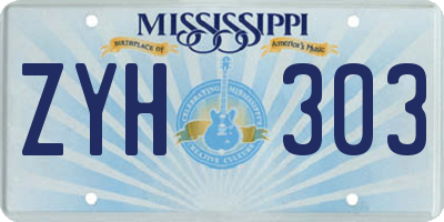 MS license plate ZYH303