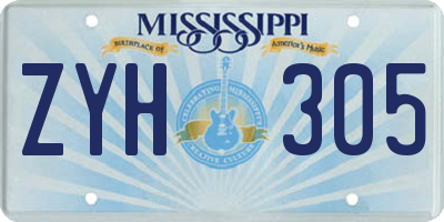 MS license plate ZYH305