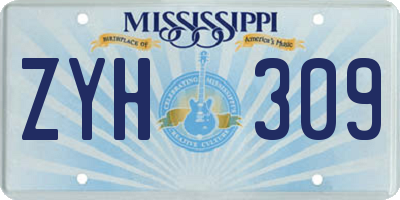 MS license plate ZYH309