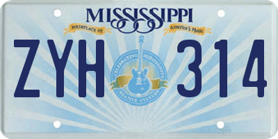 MS license plate ZYH314