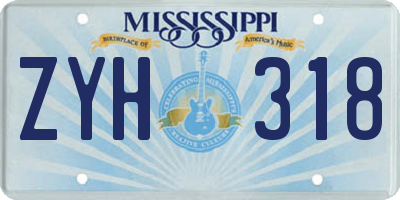 MS license plate ZYH318