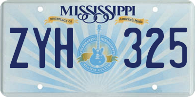 MS license plate ZYH325