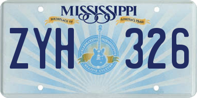 MS license plate ZYH326