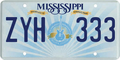 MS license plate ZYH333