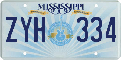 MS license plate ZYH334