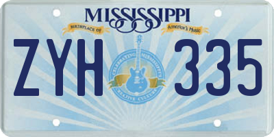 MS license plate ZYH335