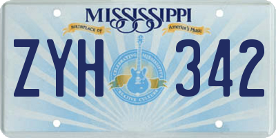MS license plate ZYH342