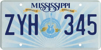 MS license plate ZYH345