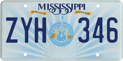 MS license plate ZYH346