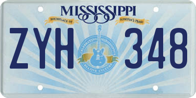 MS license plate ZYH348
