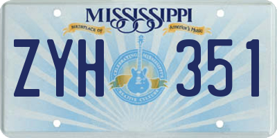 MS license plate ZYH351