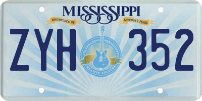 MS license plate ZYH352