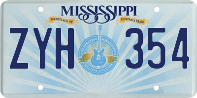 MS license plate ZYH354