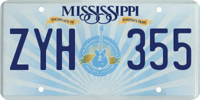 MS license plate ZYH355