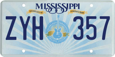 MS license plate ZYH357