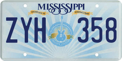 MS license plate ZYH358