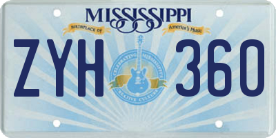 MS license plate ZYH360