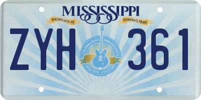 MS license plate ZYH361