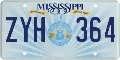 MS license plate ZYH364