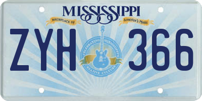 MS license plate ZYH366