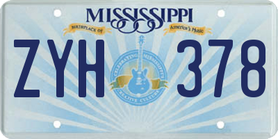 MS license plate ZYH378