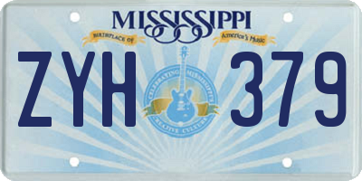 MS license plate ZYH379
