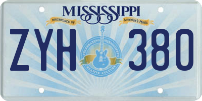 MS license plate ZYH380