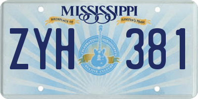 MS license plate ZYH381