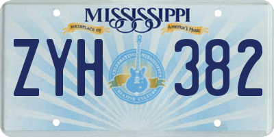 MS license plate ZYH382