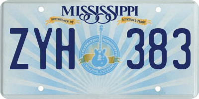 MS license plate ZYH383